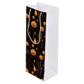 Halloween Pumpkin Wijn Cadeautas (Voorkant Gekanteld)