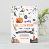 Halloween Pumpkin Witch Cat Spider Spooky Verjaard Kaart (Staand voorkant)