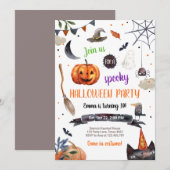 Halloween Pumpkin Witch Cat Spider Spooky Verjaard Kaart (Voorkant / Achterkant)