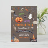 Halloween Pumpkin Witch Cat Spider Spooky Verjaard Kaart (Staand voorkant)