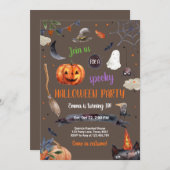 Halloween Pumpkin Witch Cat Spider Spooky Verjaard Kaart (Voorkant / Achterkant)