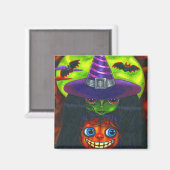 Halloween Pumpkin Witch Magnet (Voorkant / Achterkant)