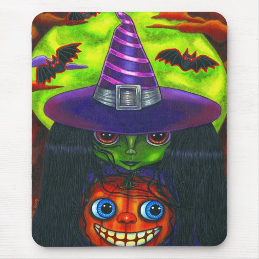 Halloween Pumpkin Witch Mousepad Muismat (Voorkant)