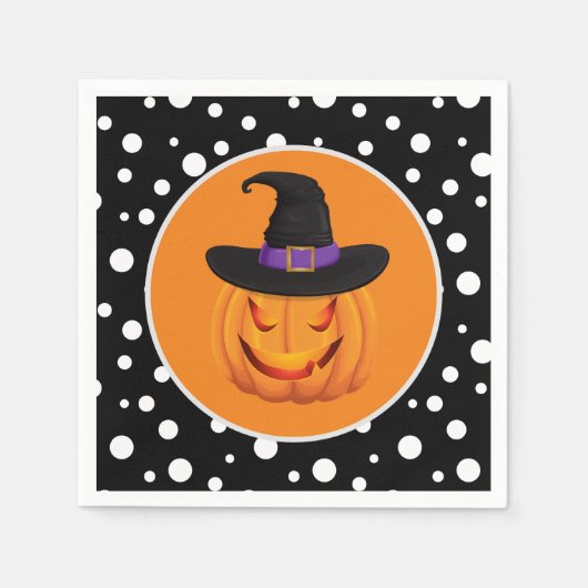 Halloween Pumpkin Witch Paper Napkins Servet (Voorkant)
