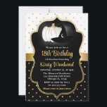 Halloween Pumpkin & Witch Pet 18th Birthday Kaart<br><div class="desc">Zwart-wit Gold Polka-dots met een witte pompoenen pet</div>