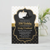 Halloween Pumpkin & Witch Pet Birthday Party Kaart (Staand voorkant)