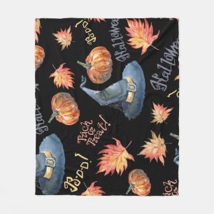Halloween Pumpkin Witch Pet Pattern Fleece Deken