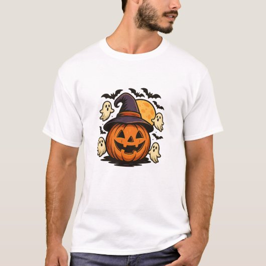 Halloween Pumpkin Witch Pet T-Shirt 🎃 (Voorkant)