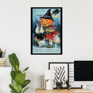  Halloween Pumpkin Witch Poster