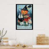 Halloween Pumpkin Witch Poster (Keuken)