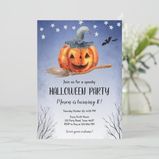 Halloween Pumpkin Witch Pumpkin Spooky Birthday Kaart (Staand voorkant)