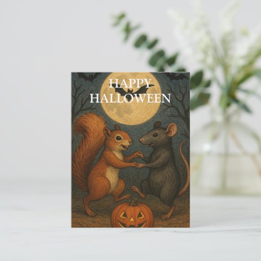 Halloween Pumpkin Witch Scary Night Briefkaart (Staand voorkant)
