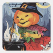 Halloween Pumpkin Witch Square Sticker (Voorkant)