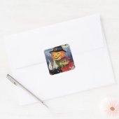 Halloween Pumpkin Witch Square Sticker (Envelop)