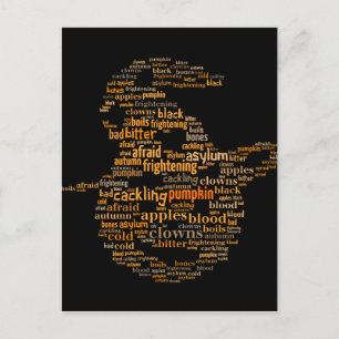 Halloween Pumpkin Word Cloud Briefkaart