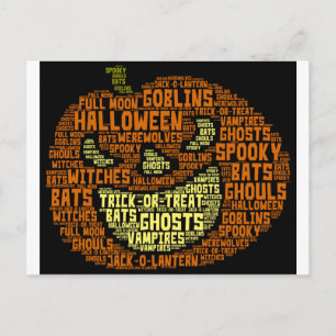 Halloween Pumpkin Word Cloud Word Art Briefkaart