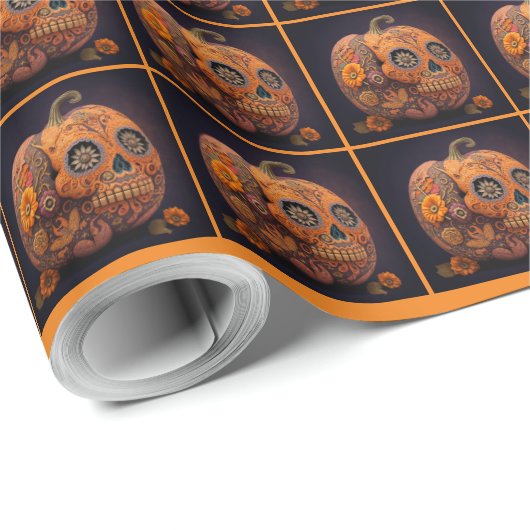 Halloween Pumpkin Wrapping Paper Cadeaupapier (Rol Hoek)