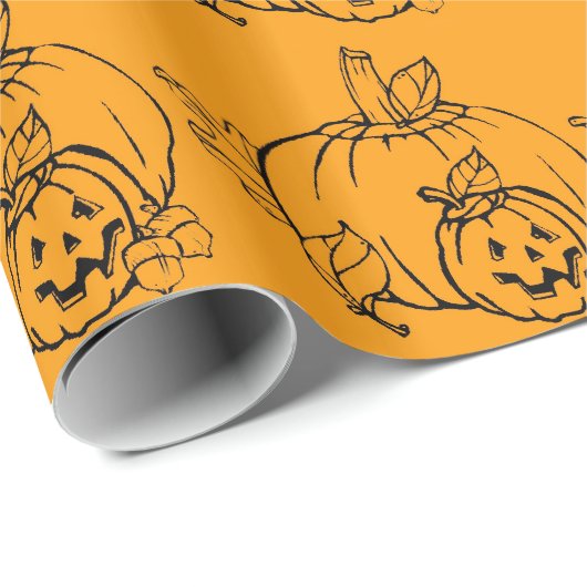 Halloween Pumpkin Wrapping Paper Cadeaupapier (Rol Hoek)