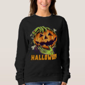 Halloween Pumpkin Zombie hands scary bone Trui (Voorkant)