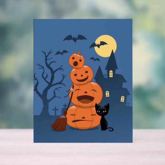 Halloween Pumpkins and Black Cat Acryl Bord (Neutraal)