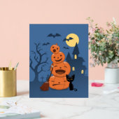 Halloween Pumpkins and Black Cat Acryl Bord (Huwelijk)