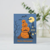 Halloween Pumpkins and Black Cat Briefkaart (Staand voorkant)