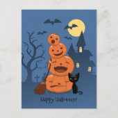 Halloween Pumpkins and Black Cat Briefkaart (Voorkant)