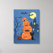 Halloween Pumpkins and Black Cat Canvas Afdruk (Voorkant)