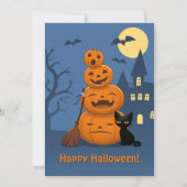 Halloween Pumpkins and Black Cat Feestdagenkaart (Voorkant)