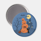 Halloween Pumpkins and Black Cat Magneet (Voorkant / Achterkant)