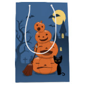 Halloween Pumpkins and Black Cat Medium Cadeauzakje (Voorkant)