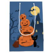 Halloween Pumpkins and Black Cat Medium Cadeauzakje (Achterkant)