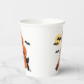 Halloween Pumpkins and Black Cat Papieren Bekers (Links)