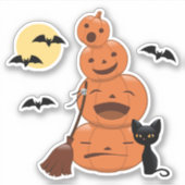Halloween Pumpkins and Black Cat Sticker (Voorkant)