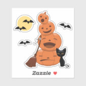 Halloween Pumpkins and Black Cat Sticker (Vel)