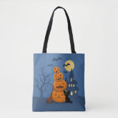 Halloween Pumpkins and Black Cat Tote Bag (Voorkant)