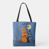Halloween Pumpkins and Black Cat Tote Bag (Achterkant)
