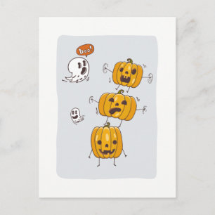 Halloween Pumpkins and Ghosts Briefkaart