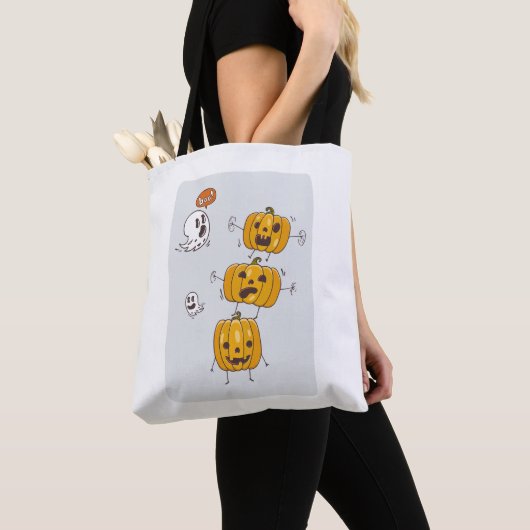 Halloween Pumpkins and Ghosts Canvas tas (Dichtbij)