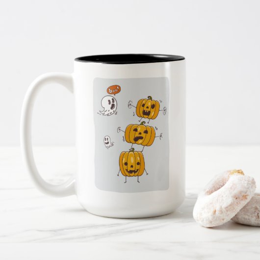 Halloween Pumpkins and Ghosts Mok (Met donut)