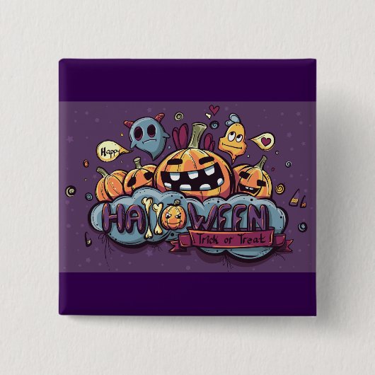 Halloween Pumpkins and Ghosts Trick or Treat Vierkante Button 5,1 Cm (Voorkant)