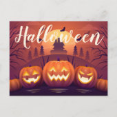 Halloween Pumpkins and Haunted House Briefkaart (Voorkant)