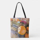Halloween Pumpkins and Herfst Display Autumn Bag Tote Bag (Achterkant)