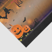 Halloween Pumpkins Bats Black Cat Huge Green Eyes Tissuepapier (Detail)