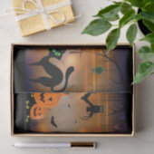 Halloween Pumpkins Bats Black Cat Huge Green Eyes Tissuepapier (Geschenk)