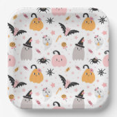 Halloween Pumpkins, Bats, Ghost, Spiders en Snoep Papieren Bordje (Voorkant)