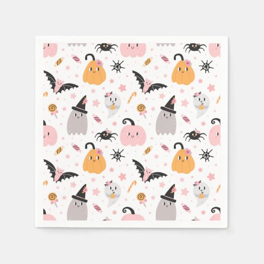 Halloween Pumpkins Bats, Spiders, Ghost en Snoep Servet (Voorkant)