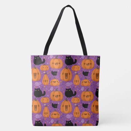 Halloween Pumpkins Black Cats en Ghost Tote Bag (Voorkant)
