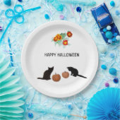 Halloween Pumpkins, Black Cats, Marigolds Papieren Bordje (Feest)