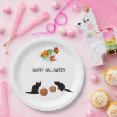 Halloween Pumpkins, Black Cats, Marigolds Papieren Bordje (Feest)